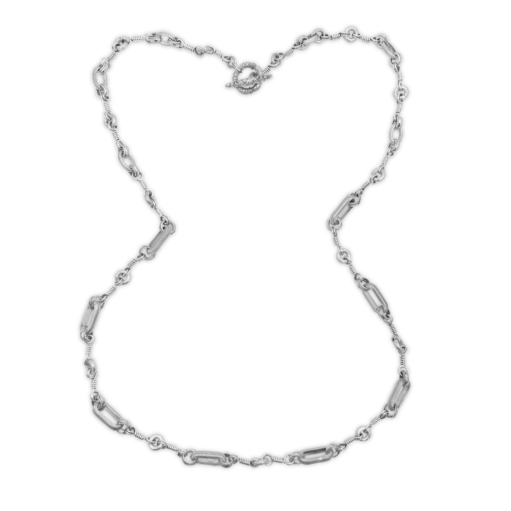 Orogento Hand Manipulated, Signature Detailing Sterling Silver 36" Link Chain Necklace