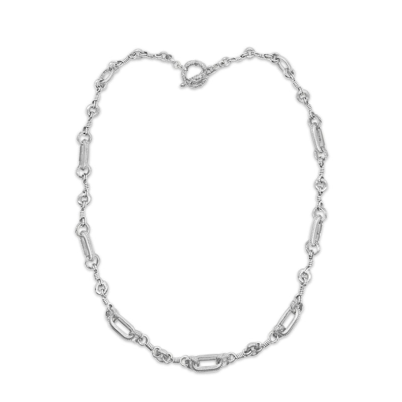 Orogento Hand Manipulated, Signature Detailing Sterling Silver 36" Link Chain Necklace