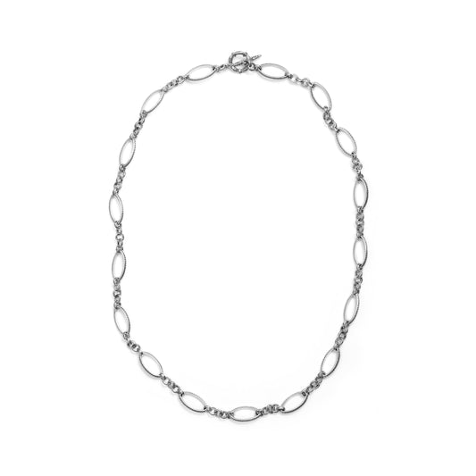 Orogento Hand Manipulated Signature Detailed Sterling Silver Chain Link Necklace