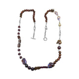 Terraquatic Natural Pearls , Garnet, Moonstone, Floorite, Adventurine Sterling Silver Necklace