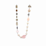 TerrAquatic Multi-Hued Pearls Baroque and Keshi Pearls and Smoky and Rose Quartz Necklace in Sterling Silver