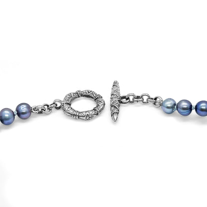 Terraquatic Blue Coral Blue Aventurine Amethyst Blue Tiger Eye Blue Goldstone Smoky Quartz Rhodolite Garnet and Multi-Hued Pearl Necklace in Sterling Silver