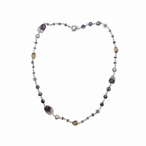 Terraquatic Pearl Amethyst and Smoky Quartz Necklace in Sterling Silver