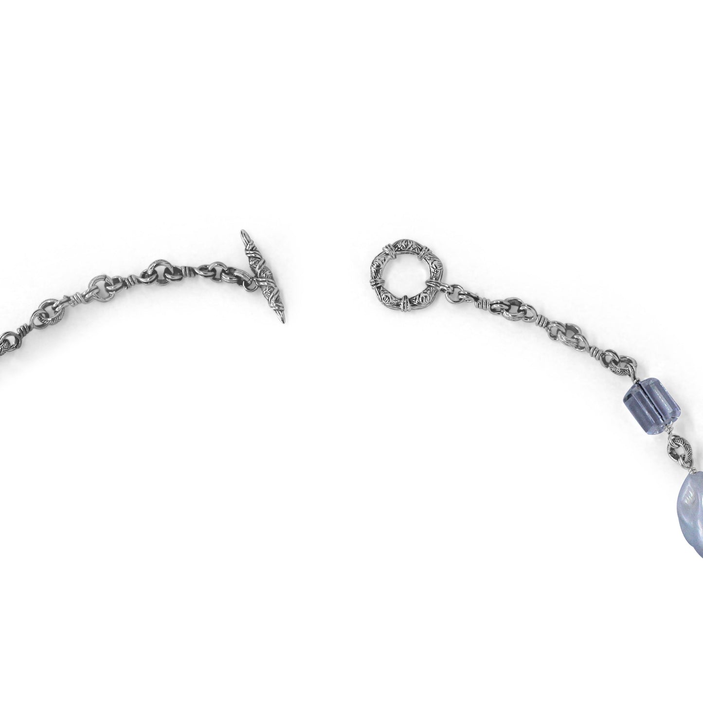 TerrAquatic Necklace of Natural Various Sized Pearls Hand Worked with Sterling Silver Links