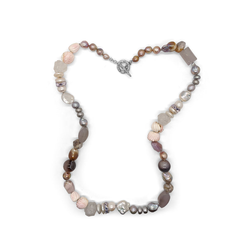 Terraquatic Collage Necklace of Tourmalated Kunzite