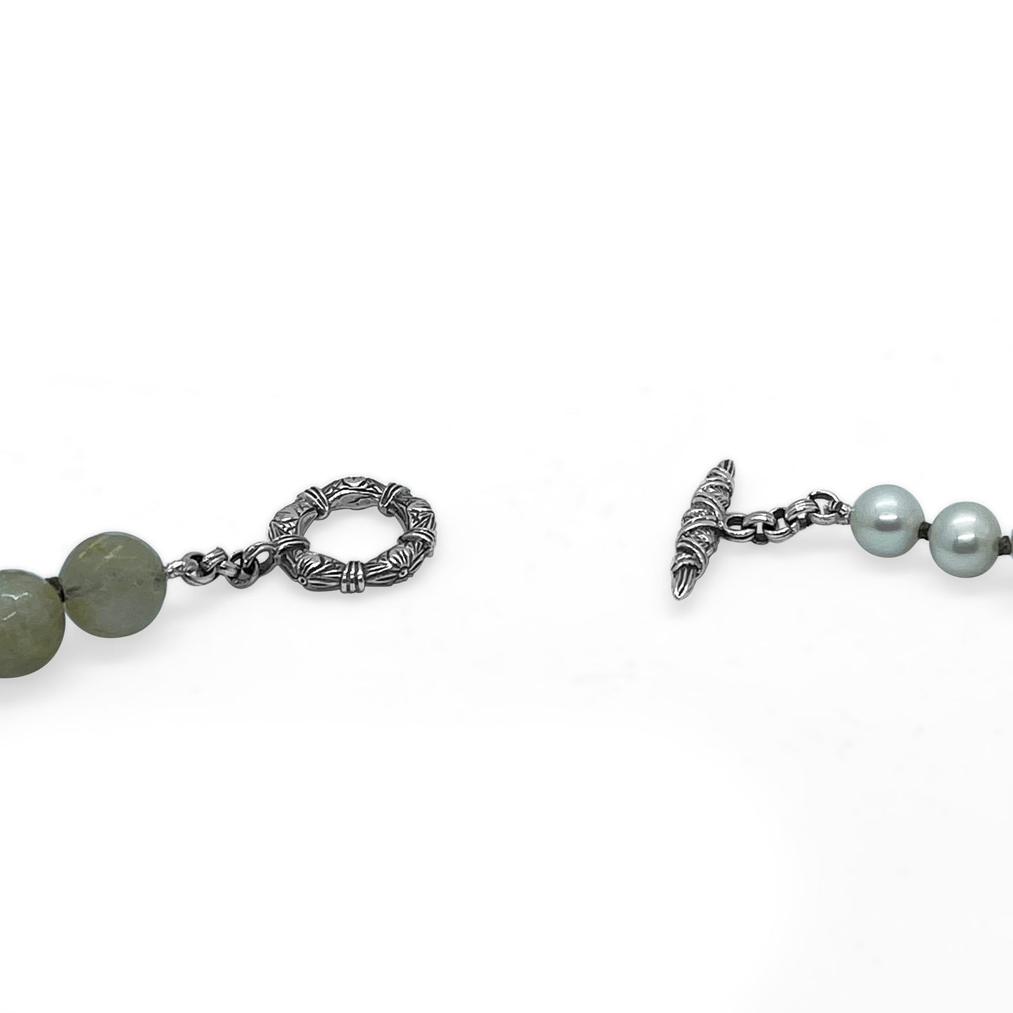 Terraquatic Pearl Smoky Quartz Gold Hair Rutilated Quartz Necklace in Sterling Silver