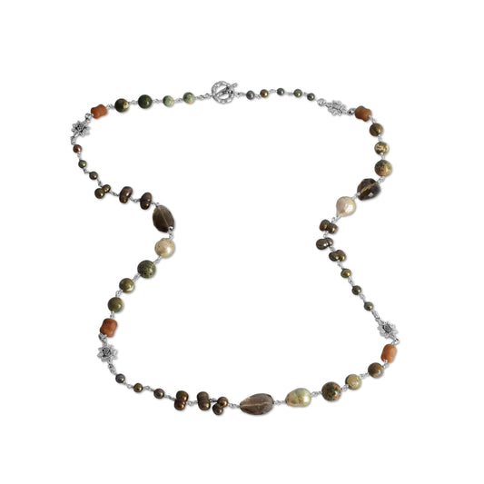 TerrAquatic Mutil Size Multi Stone Necklace in Sterling Silver