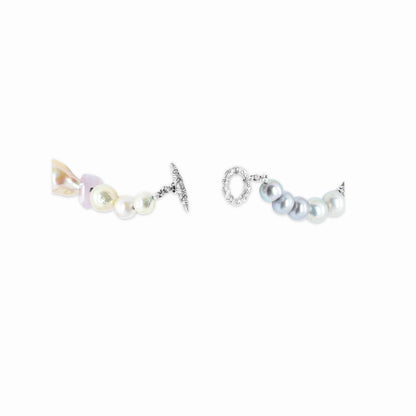 TerrAquatic Multi-Hued Pearls Herkimer Diamonds Galactical Smoky and Lavender Moon Quartz Various Agates and Chalcydony Necklace in Sterling Silver - 21.5In/54Cm