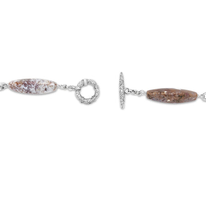 Terraquatic Necklace of Multihued Ocean Jasper Interspersed with White Baroque Pearls Sterling Silver Clasp