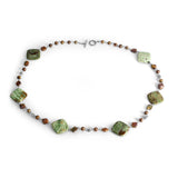 TerrAquatic Jasper and Pearl Necklace in Sterling Silver