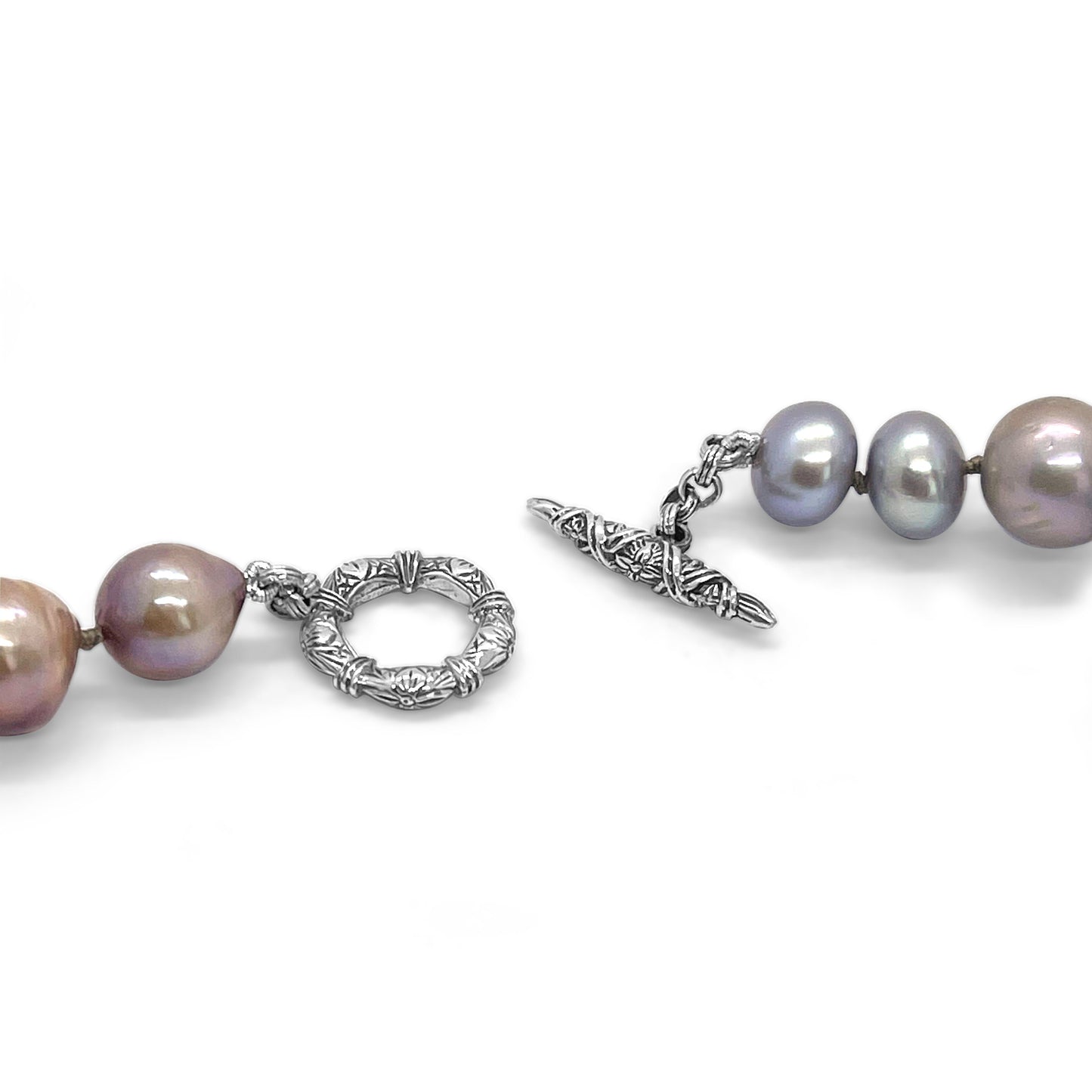 Terraquatic Multi-Hued Pearl Smoky Quartz Aquamarine Red Agate Pink Opal Red Hair Rutilated Quartz Apple Coral Botswana Agate Conch Carnelian and Rose Quartz Necklace in Sterling Silver