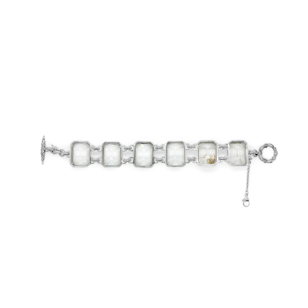 One of a Kind Quartz Bracelet in Sterling Silver with Diamonds and 18K Gold Adam