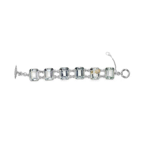 One of a Kind Quartz Bracelet in Sterling Silver with Diamonds and 18K Gold Adam