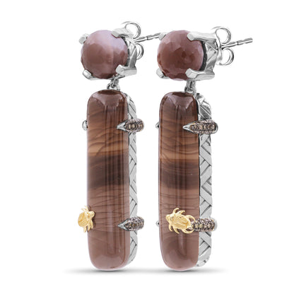 One of a Kind Jasper Earrings in Sterling Silver with 18K Gold Adam