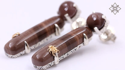 One of a Kind Jasper Earrings in Sterling Silver with 18K Gold Adam
