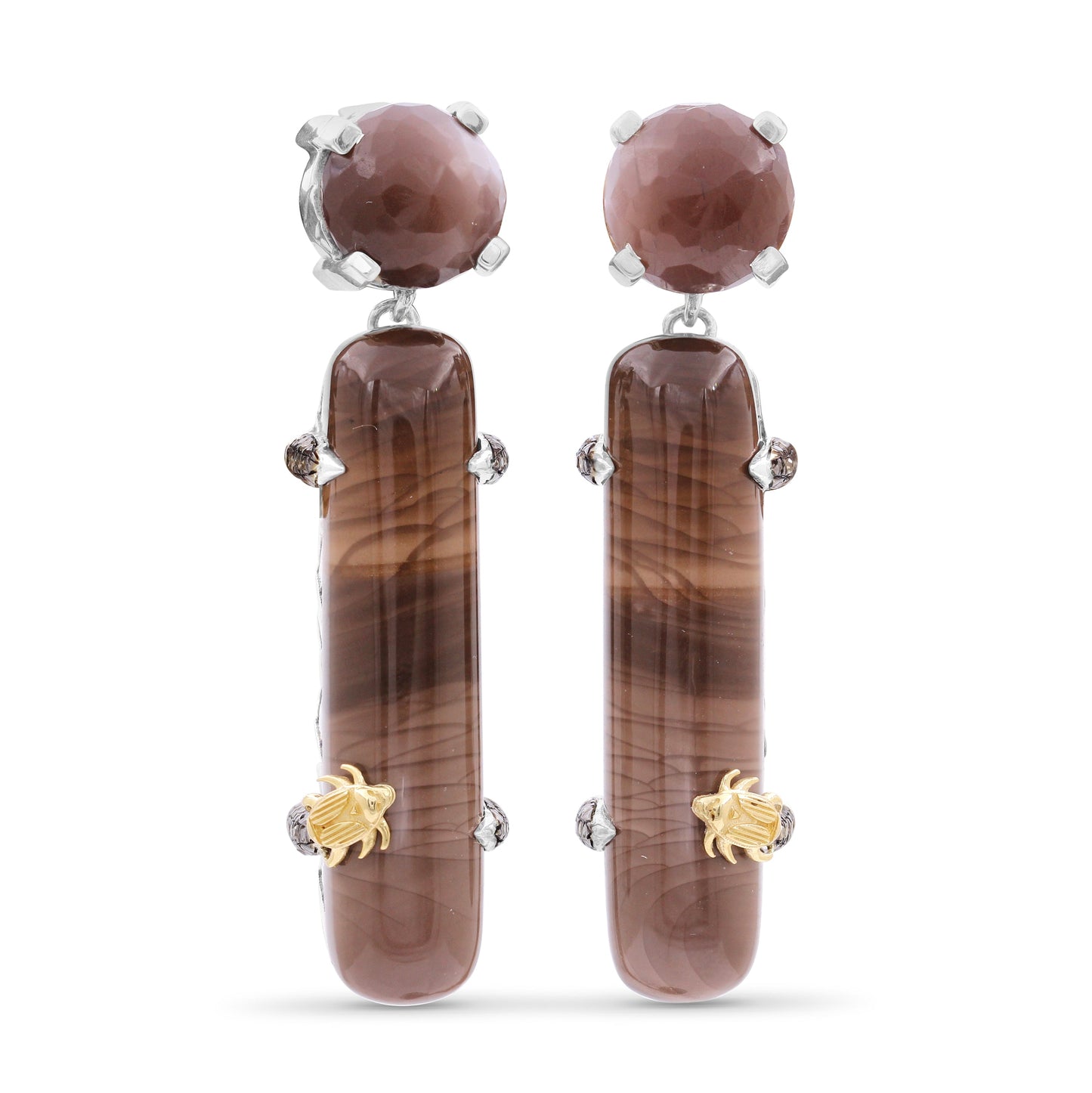 One of a Kind Jasper Earrings in Sterling Silver with 18K Gold Adam