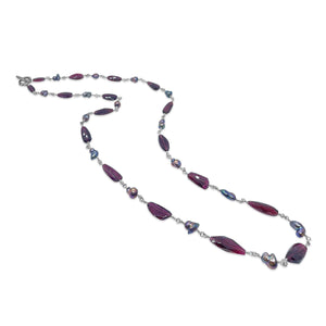 One of a Kind Faceted Tourmaline and Pearl Necklace in Sterling Silver