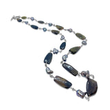 One of a Kind Faceted Tourmaline and Pearl Necklace in Sterling Silver