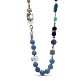 One of a Kind Blue Topaz Baroque Pearl Opal Kyanite Blue Lace Agate Fluorite Chalcedony Druzy and Natural Quartz Necklace in Sterling Silver