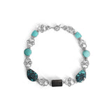 One of a Kind Natural Turquoise and Black Hair Rutilated Quartz Necklace in Sterling Silver with Adam