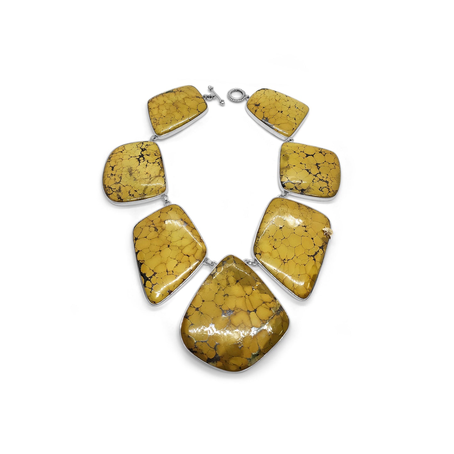 One of a Kind Tibeatean Turquoise, 18K Gold, and Sterling Silver Necklace