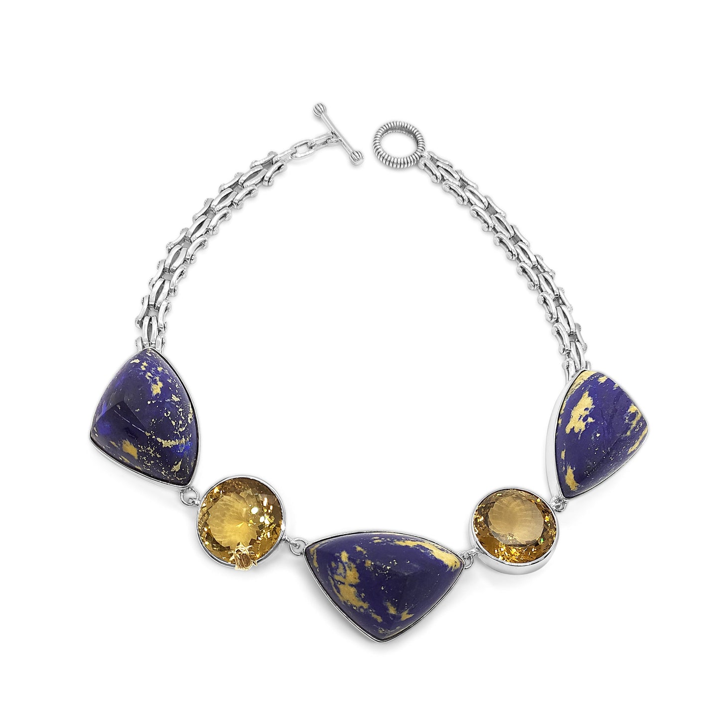 One of a Kind Lapis, Smoky Quartz, 18K Gold Necklace