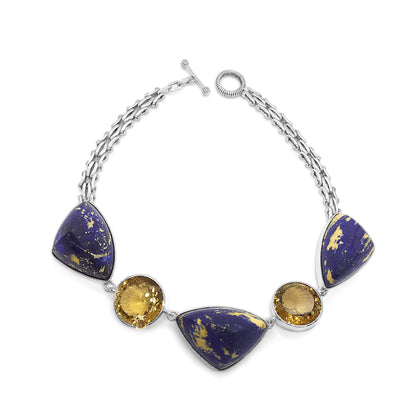 One of a Kind Lapis, Smoky Quartz, 18K Gold Necklace