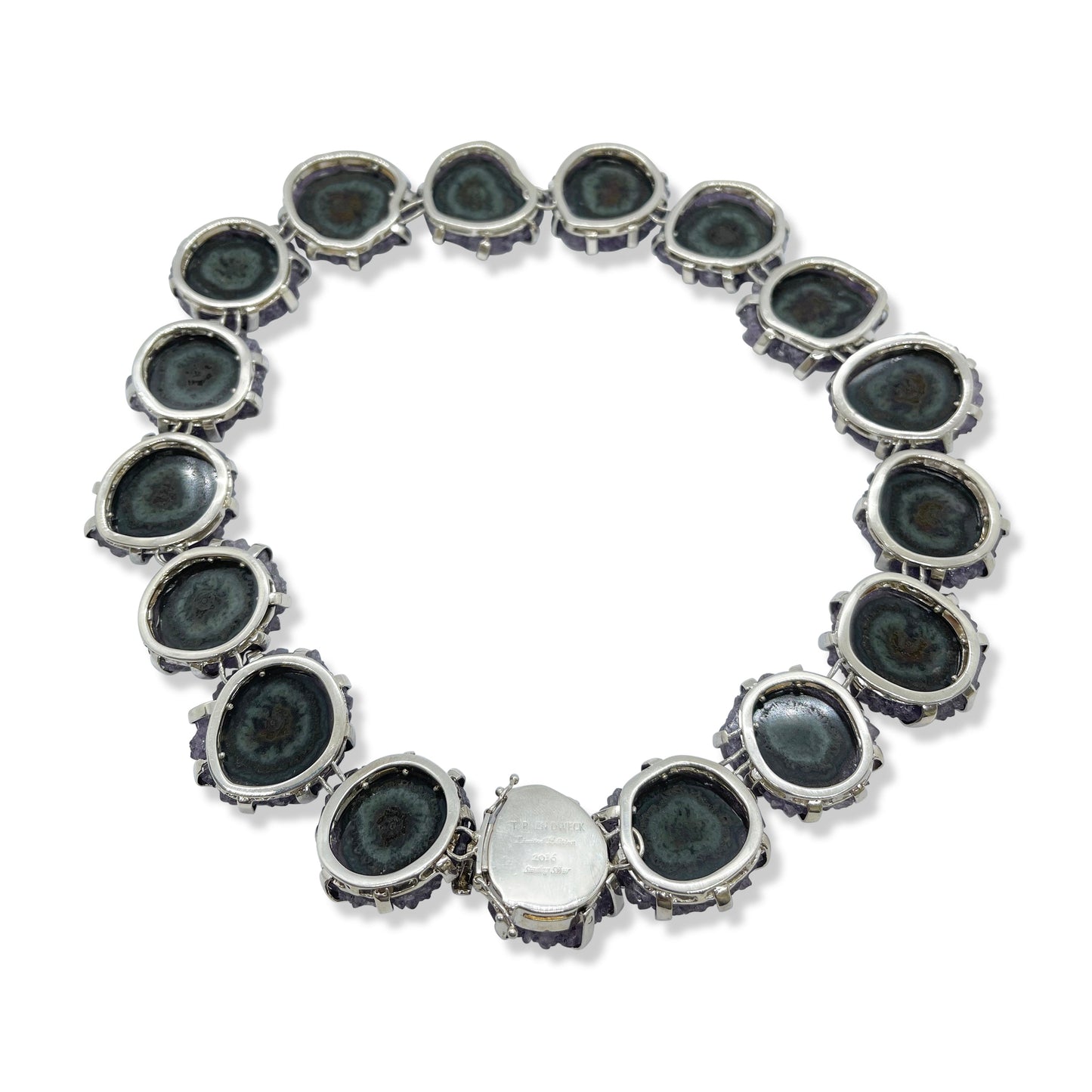 One of a Kind Criss Cross Petrified Wood Necklace in Sterling Silver