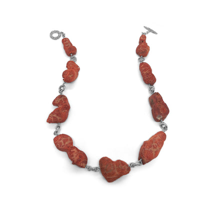One of a Kind Apple Coral Necklace in Sterling Silver