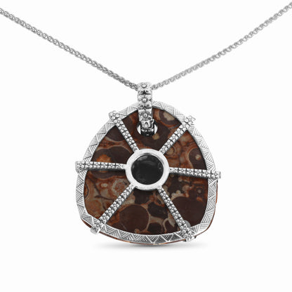 One of a Kind Star Ruby and Jasper Pendant in Sterling Silver with 18K Gold Adam