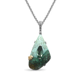 One of a Kind Faceted Green Prasiolite and Natural Turquoise Pendant in Sterling Silver with 18K Gold Adam