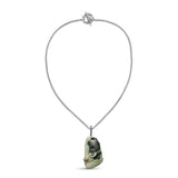 One of a Kind Faceted Green Prasiolite and Imperial Jasper Pendant in Sterling Silver with 18K Gold Adam