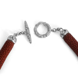One of a Kind Amethyst Mookaite Jasper and Ametrine Shagreen Collar Necklace in Sterling Silver with 18K Gold Diamond Pave Adam