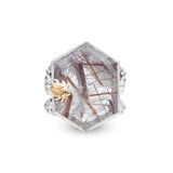 One of a Kind Rutilated Quartz Ring in Sterling Silver with 18K Gold Adam