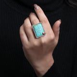 One of a Kind Hand Carved Turquoise and Champagne Diamond 0.45ct Ring in Sterling Silver with 18K Gold Adam