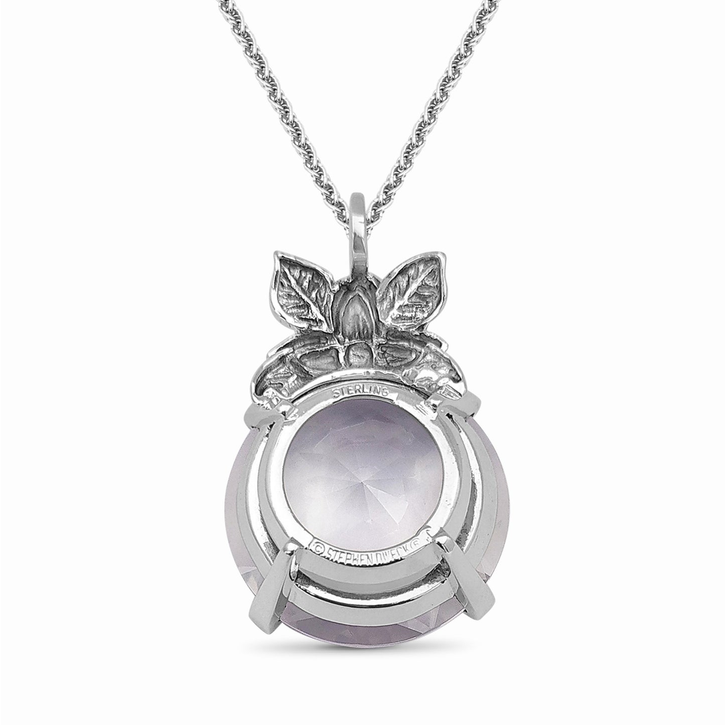 Garden of Stephen Faceted Milky Quartz Pendant in Sterling Silver