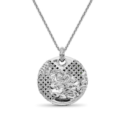 Garden of Stephen Faceted Chrome Diopside Pave Pendant in Sterling Silver