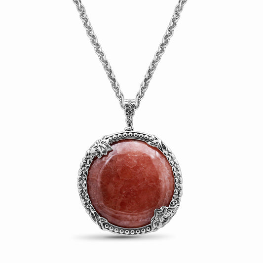 Garden of Stephen Rhodochrosite Reversible Pendant in Sterling Silver