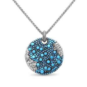 Garden of Stephen Faceted Turquoise Pave Pendant in Sterling Silver