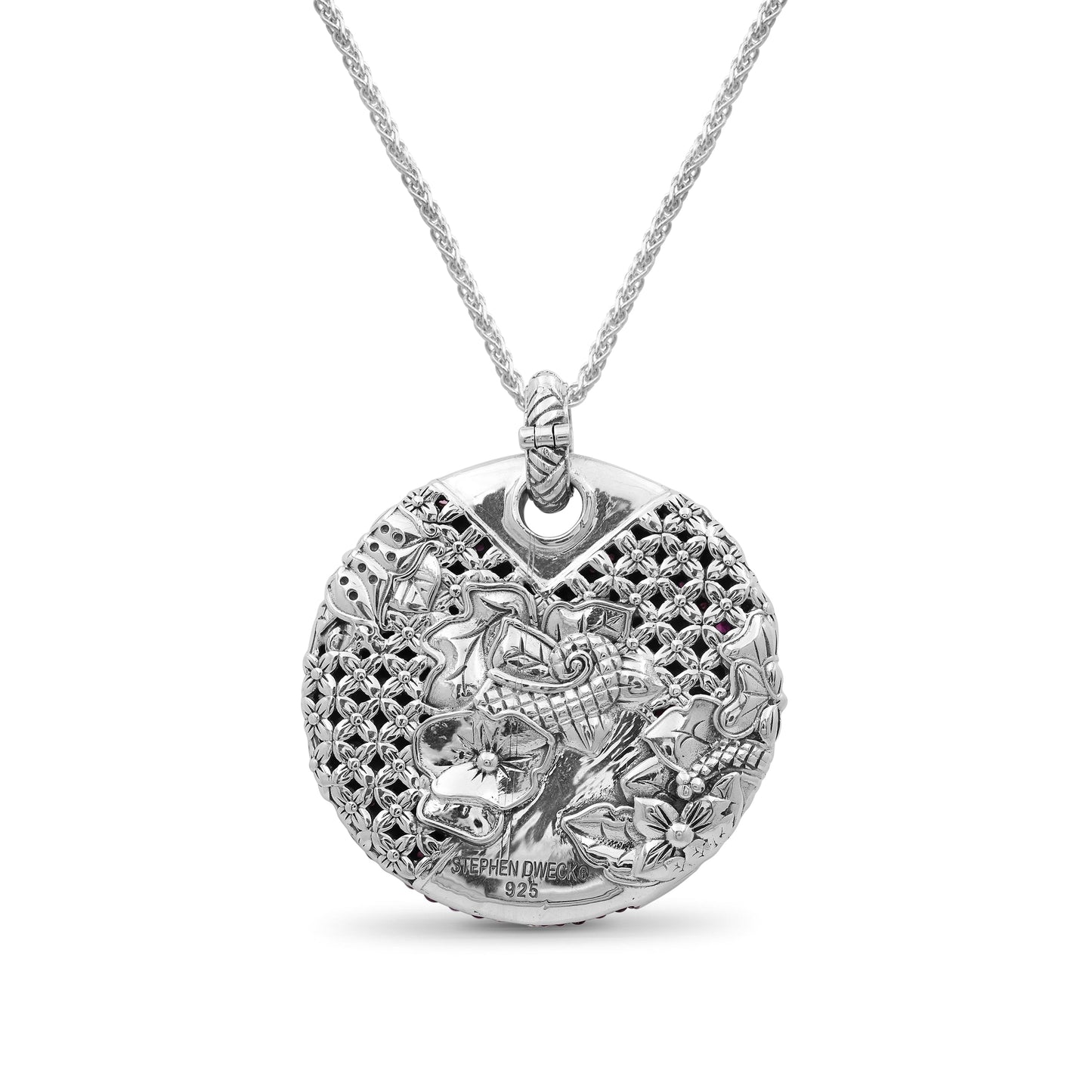 Garden of Stephen Rhodolite Garnet Pave Pendant in Sterling Silver