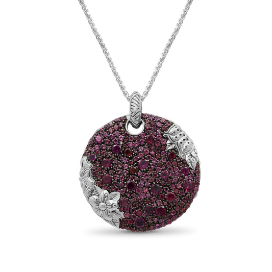 Garden of Stephen Rhodolite Garnet Pave Pendant in Sterling Silver