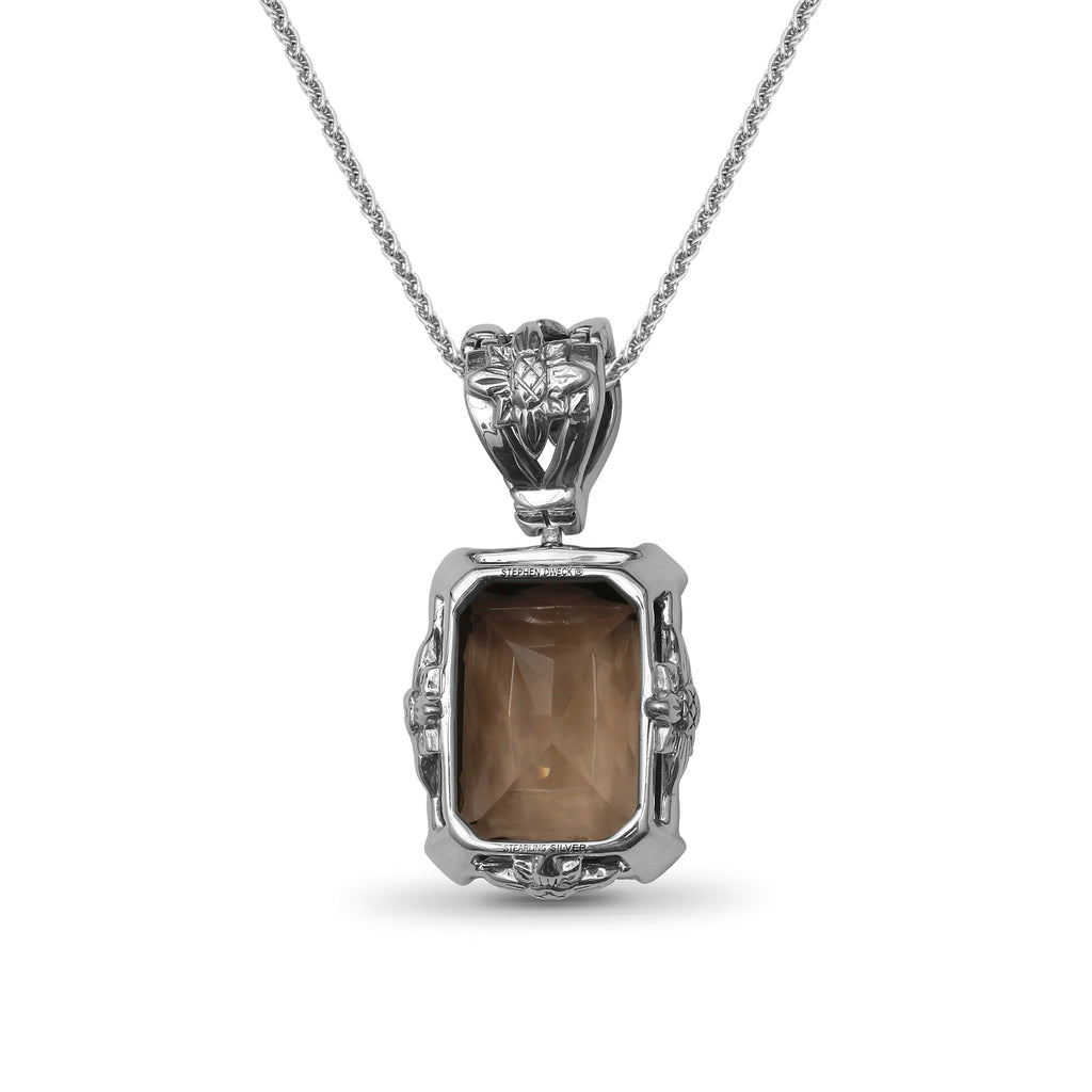 Garden of Stephen 40.80ct Faceted Smoky Quartz Pendant in Sterling Silver
