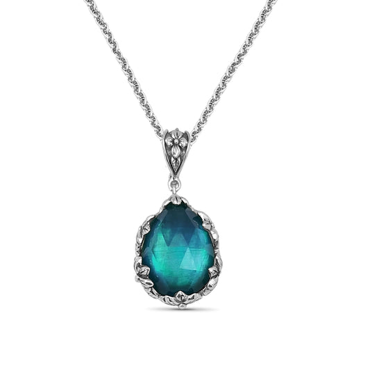 Garden of Stephen Natural Quartz and Mother of Pearl Pendant in Sterling Silver