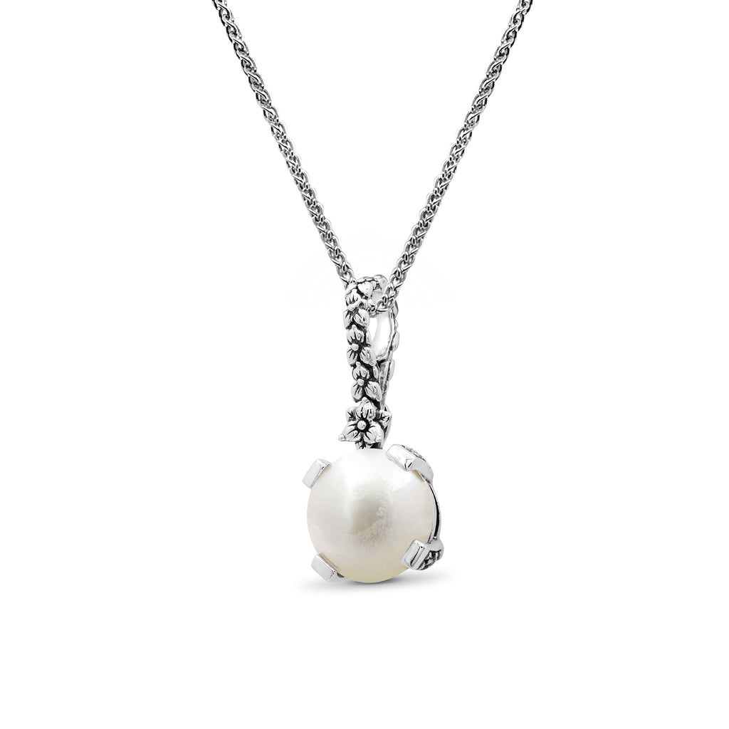 Pearlicious 14MM Round White Pearl Pendant in Sterling Silver