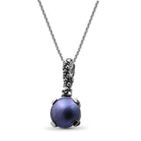 Pearlicious 14MM Round Sea Blue Pearl Pendant in Sterling Silver
