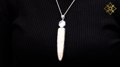 Carventurous 53.70ct Hand Carved Mother of Pearl and Faceted Natural Quartz Pendant in Sterling Silver