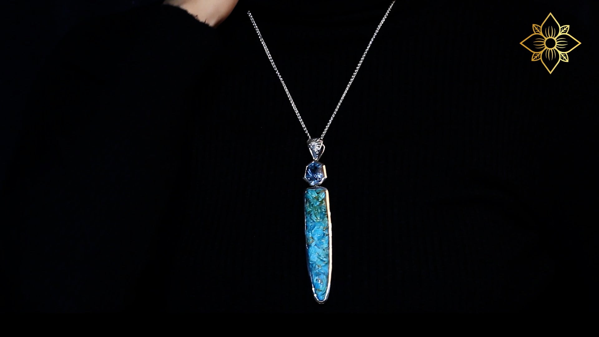 Carventurous Hand Carved Turquoise and Faceted Galactical Blue