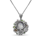 Rockrageous Mabe Pearl Green Tourmaline Green Labradorite Chrome Diopside Peridot Moonstone and Green Prasiolite Pendant in Sterling Silver