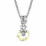 Colorbloom Hand Carved Mother of Pearl Medium and Peridot Flower Pendant in Sterling Silver