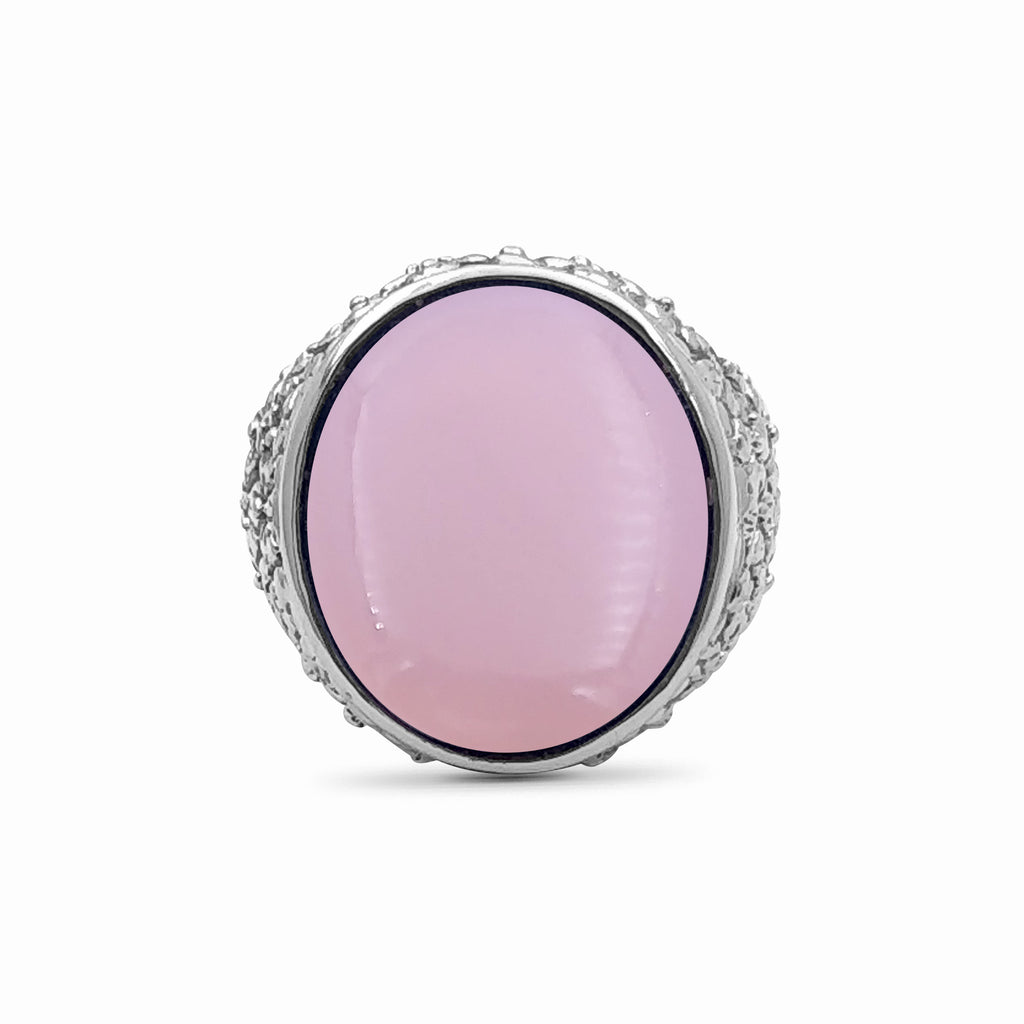Garden of Stephen Pink Chalcedony Smooth Dome Ring in Sterling Silver